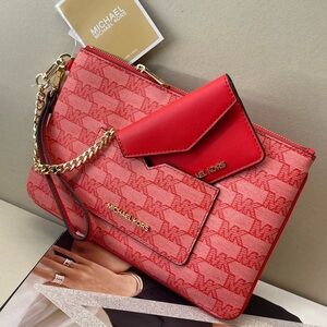(new+tag) Michael Kors jet set large wristlet clutch plus detachable card case